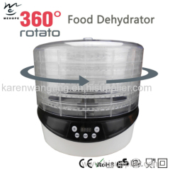 360 Degrees Rotating Food Dehydrator With Digital And Timer Control-Dries 30% Faster-500W