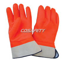 PVC fluorescent gloves with safety cuff