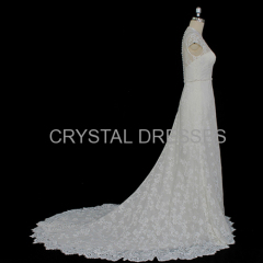 ALBIZIA Retro 2016 Crystal Sash Lace Tulle A-Line Sweep/Brush Wedding Dresses