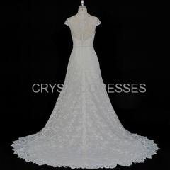 ALBIZIA Retro 2016 Crystal Sash Lace Tulle A-Line Sweep/Brush Wedding Dresses