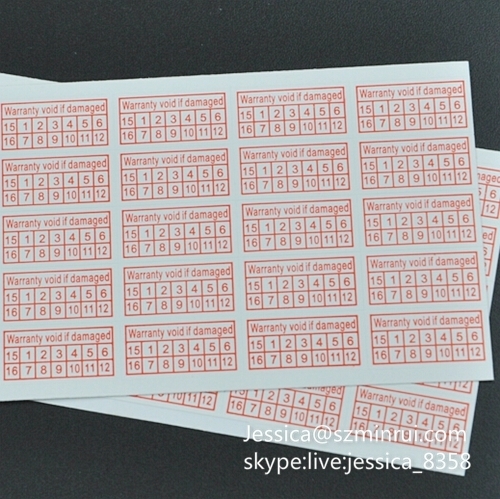 High Quality Self Adhesive Destructible Vinyl Sticker One Time Use Security Anti-theft Warranty Void Seal Label