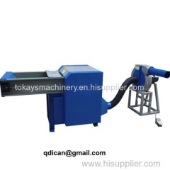 Fiber carding and pillow filling machine with single nozzle