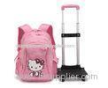 Pink Cartoon Detachable Wheeled Kids Rolling Backpack for School Girls