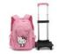 Pink Cartoon Detachable Wheeled Kids Rolling Backpack for School Girls