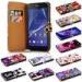Luxury Printed Flip PU Leather Sony Phone Cases Back Cover Dust proof