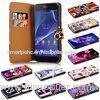 Luxury Printed Flip PU Leather Sony Phone Cases Back Cover Dust proof