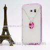 Soft silicone Samsung Galaxy S6 Edge case cover with rhinestone decoration chrome bumper