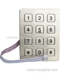 Metallic keyboard ip65 waterproof metal digital keypad for outdoor