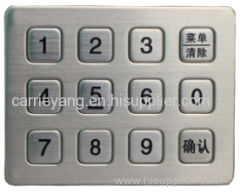 Metallic keyboard ip65 waterproof metal digital keypad for outdoor