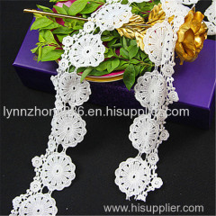 wide polyester chemical lace trim for bridal dress