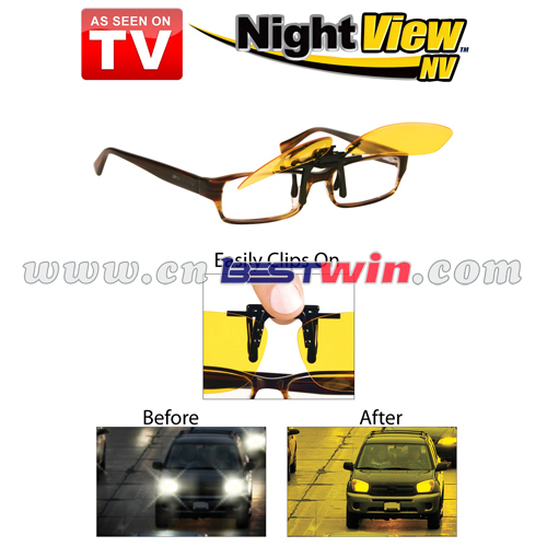 2015 Brand New Night View Anti Glare Night Driving Glasses Clip On Night Vision Glasses As Seen On TV