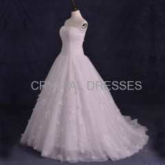 ALBIZIA 2016 Sweet Pleated Handmade Flowers Tulle Ball Gown A-line Wedding Dresses