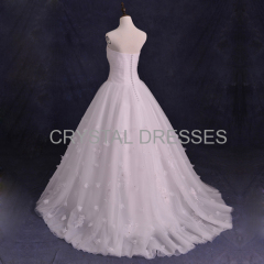 ALBIZIA 2016 Sweet Pleated Handmade Flowers Tulle Ball Gown A-line Wedding Dresses