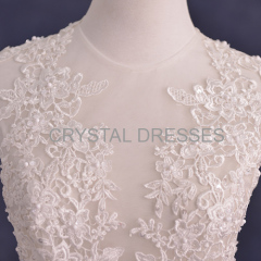 ALBIZIA Sexy See Through Bodice Scoop Lace Beads Ball Gown A Line Tulle Wedding Dresses