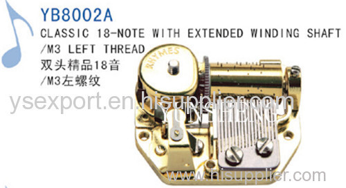 Yunsheng 18-Note Classic Movement with Extended Winding Shaft/M3 Left Thread