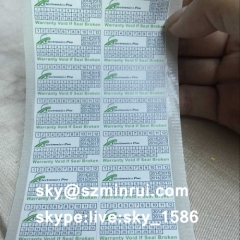 Custom Anti Fake Ultra Destructible Seals Security One Time Use Label