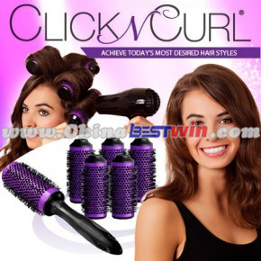 Click N Curl by Casual Panache Full Set Purple Medium Styling Rollers Brush As Seen On TV
