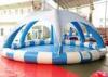 0.6mm PVC Tarpaulin Blue Inflatable Swimming Pool With White Tent Cover