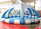 0.6mm PVC Tarpaulin Blue Inflatable Swimming Pool With White Tent Cover