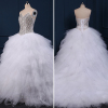 ALBIZIA Gorgeous Beading Fluffy Skirt Sweetheart Crystal Tulle Ball Gown Layered Sweep/Brush Bridal Wedding Dress