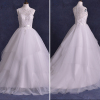 ALBIZIA Embroidery Beads Scoop Tulle A Line Ball Gown Layered Sweep/Brush Wedding Dresses