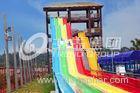 13.8 Height Rainbow Fiberglass Water Slides Four Lanes 1 Person / Lane