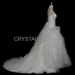 ALBIZIA Intricate Pleated Ivory Sweetheart Organza Fluffy Skirt Ball Gown Fold\Ruffle Wedding Dresses