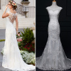 ALBIZIA Fashion Ivory Scoop Lace Tulle Satin allure Mermaid Wedding Dresses