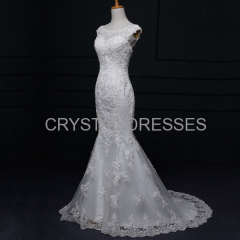 ALBIZIA Fashion Ivory Scoop Lace Tulle Satin allure Mermaid Wedding Dresses