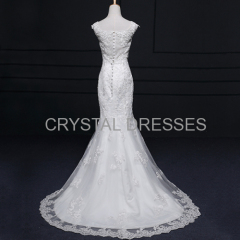 ALBIZIA Fashion Ivory Scoop Lace Tulle Satin allure Mermaid Wedding Dresses