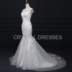 ALBIZIA high quality Beads Ivory Lace Tulle Satin vintage Mermaid Wedding Dresses