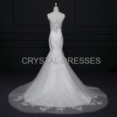 ALBIZIA high quality Beads Ivory Lace Tulle Satin vintage Mermaid Wedding Dresses