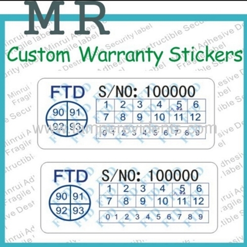 High Quality Custom Brittle Tamper Evident Sticker Ultra Destructible Vinyl Security Label Date Warranty Sticker