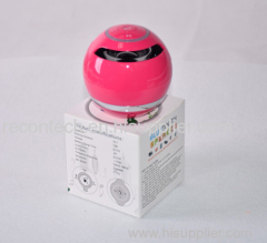 LED Light Bluetooth Speaker Colorful Ball Speaker with FM Radio and Recharged Battery
