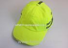 Green 100% polyester fabric reflective protection safety hats with LED light