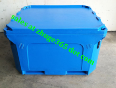 Rotomolded 600Liter Blue Insulated Fish Container Seafood Processing Insulated Container
