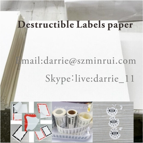 China top self adhesive vinyl manufacturer Minrui supply premium quality thin ultra destructible label paper materials