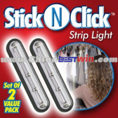 Stick N Click 5 Strip LED Light Battery Operated Push On Off Self Stick Lights As Seen On TV