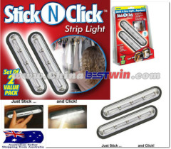Stick N Click 5 Strip LED Light Battery Operated Push On Off Self Stick Lights As Seen On TV