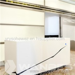 Corian White And Black Mobile Reception Desk With Inlay