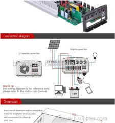 300W 12v dc to ac 110v/220v solar power inverter with solar charge controller