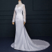 ALBIZIA simple 2016 New White Satin Lace Sweep/Brush Mermaid Wedding Dresses