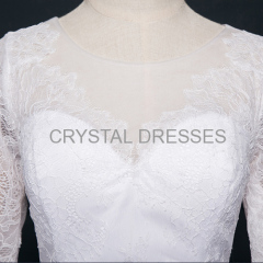 ALBIZIA simple 2016 New White Satin Lace Sweep/Brush Mermaid Wedding Dresses