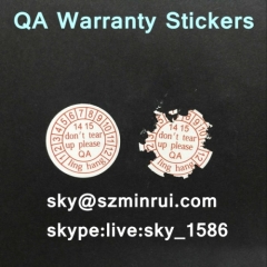 destructible qc seal sticker/tamper evident stickers/qc pass sticker