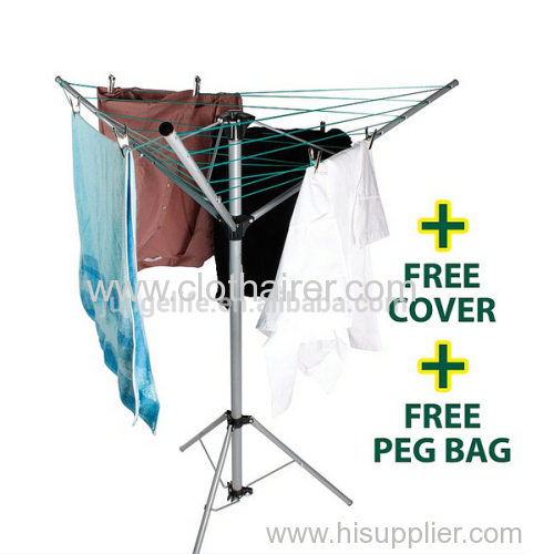 4 Arm Aluminium Rotary Camping Clothes Airer 16m Washing Line Portable Dry Rack 