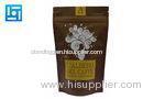 Brown Zipper Stand Up Coffee Pouches / 90 Microns Custom Plastic Food Packaging