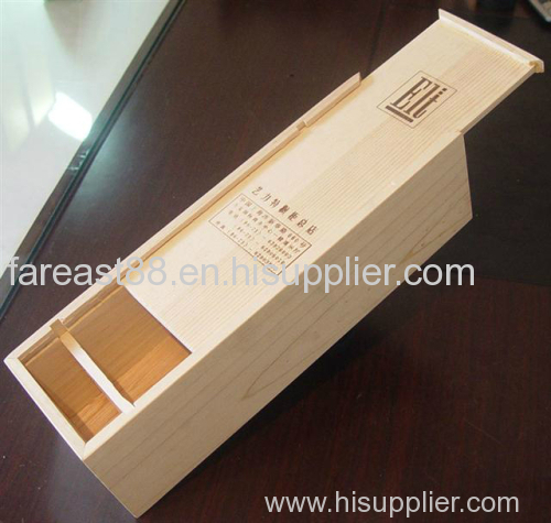 Sliding lid wooden wine box