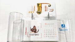 Woodfree paper desk calendar on acrylic holder printing