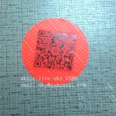 Dia 30mm Red Round Security Destructible QR Code Stickers Label Strong Adhesive Code Sticker from Factory
