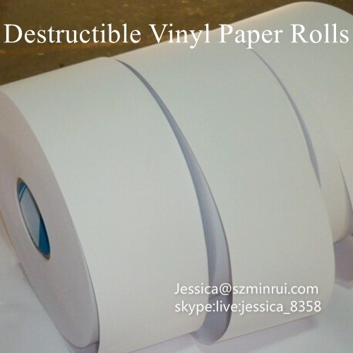 China Supply Custom Self Adhesive Breakable Vinyl Paper Destructible Vinyl Eggshell Paper Security Label Rolls